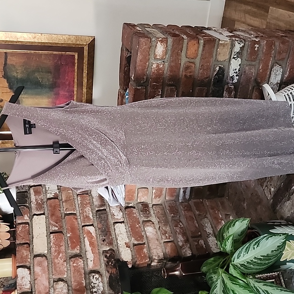 Betsy & Adam Metallic Purple Sleeveless Cocktail Midi Dress - Picture 3 of 13